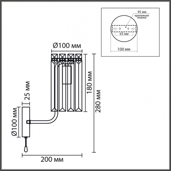 фото Золото/прозрачный, металл/хрусталь Бра E14 1*40W 220V FAVLA CLASSI, арт. 8347/1W