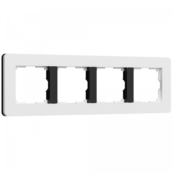 фото Рамка из поликарбоната на 4 поста Split белый/черный, soft-touch W0043068
