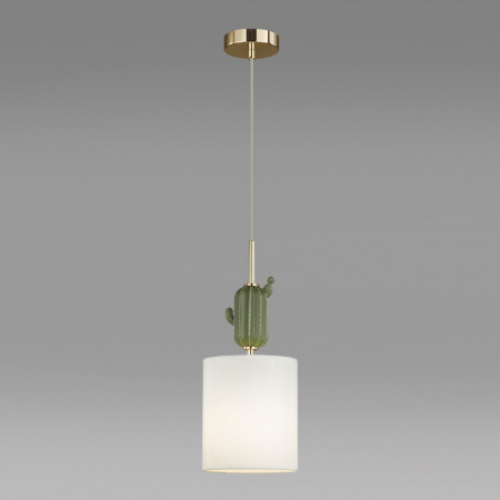фото Золотой/зеленый/белый/металл/керамика/ткань Подвес E14 1*40W CACTUS MODERN, арт. 5425/1