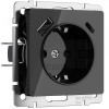 фото Розетка с заземлением, шторками и USB тип A+C (черный акрил) W1171748