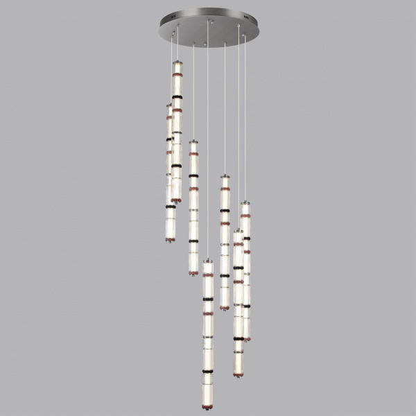 фото Темный сатин.никель/терракот/черный Люстра каскадная LED 210W (30W*7) 4000K COLLIER L-VISION, арт. 5456/210L
