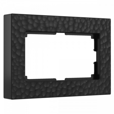 фото Рамка из поликарбоната для двойной розетки Hammer черный W0082408