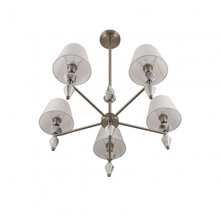 фото Никель/белый/серый, металл/керамика/ткань Люстра Е14 5*40W 220V VERMONT CLASSI, арт. 8274/5