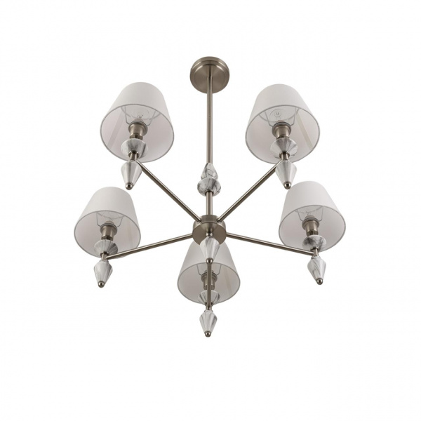 фото Никель/белый/серый, металл/керамика/ткань Люстра Е14 5*40W 220V VERMONT CLASSI, арт. 8274/5