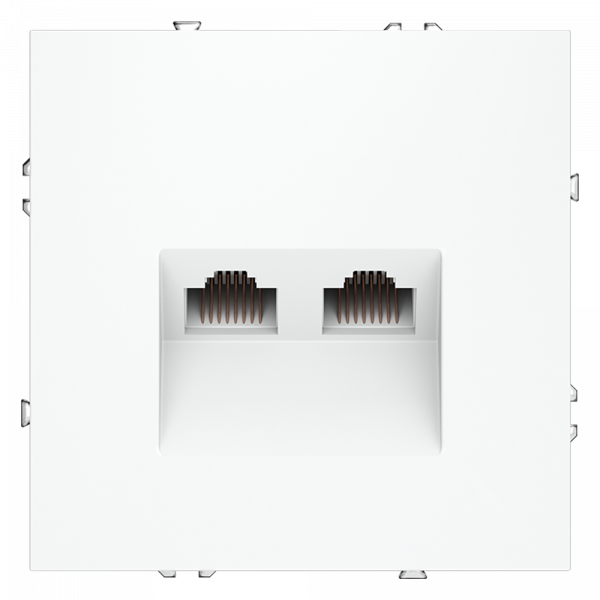 Розетка компьютерная встраиваемая VOLTUM S70 двойная RJ45+RJ45 кат.6, (белый матовый)