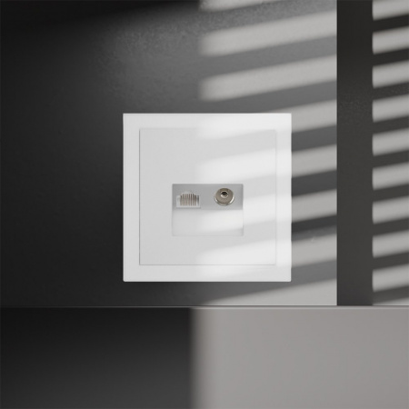 фото Накладка для розетки TV+RJ45 кат. 6, S70 (белый матовый)