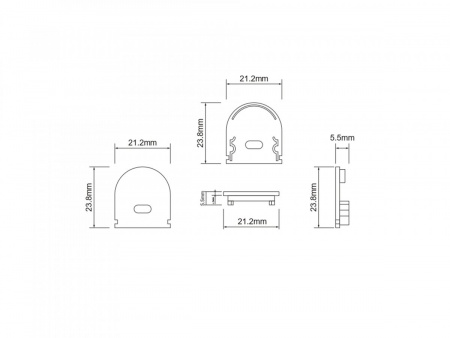 фото Комплект заглушек SWG на профиль SF-2121-RD (2 шт), SF-2121-RD-ECS