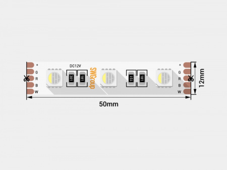 фото Светодиодная лента 5050, 60 LED/м, 19,2 Вт/м, 12В, IP20, Цвет: RGB + холодный белый, SWG560-12-19.2-RGB+W-M, катушка 5 м