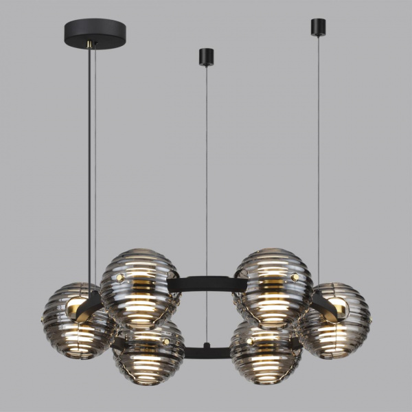 фото Черн./золото/дымчатый/металл/стеко Люстра LED 60W 4000К 1526Лм TRONI L-VISION, арт. 5041/60L