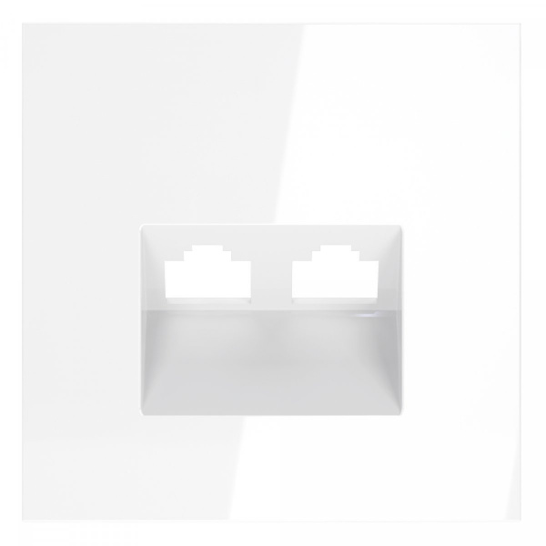 Накладка для розетки компьютерной двойной RJ45+RJ45 кат.6, S70 (белый глянцевый)