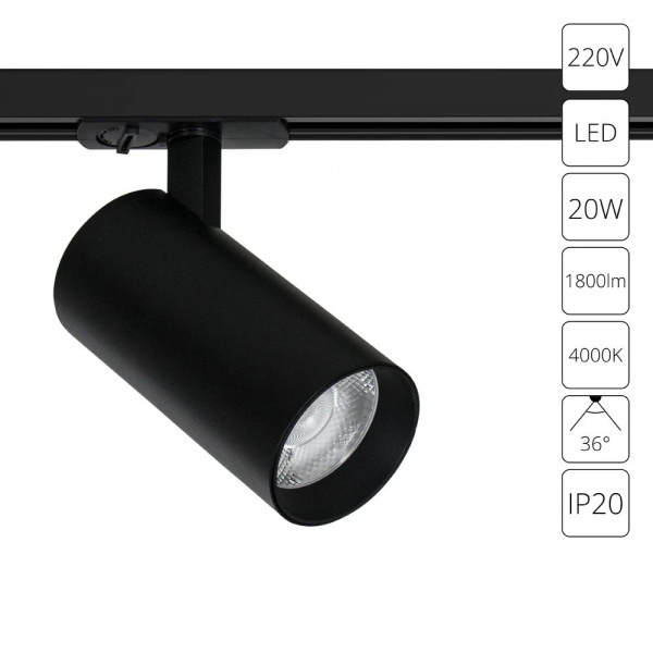 Трековый светильник Arte Lamp BENE A1947PL-1BK