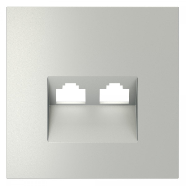 Накладка для розетки компьютерной двойной RJ45+RJ45 кат.6, S70 (сталь)