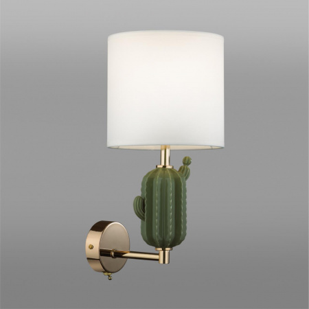 фото Золотой/зеленый/белый/металл/керамика/ткань Бра E14 1*40W CACTUS MODERN, арт. 5425/1W