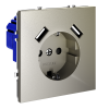 фото Розетка встраиваемая VOLTUM S70 с заземлением и защитными шторками, 16А, с USB, A+A, (шелк)