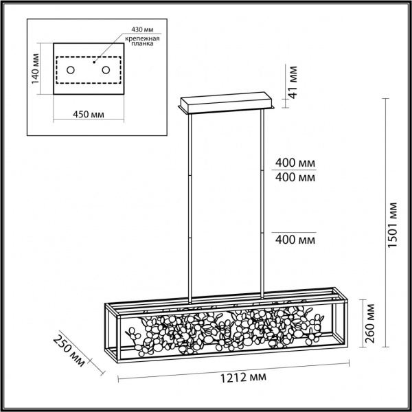 фото Черный/золото/металл/металл Люстра LED 1*65W 3000K BILD L-VISION, арт. 5065/65L