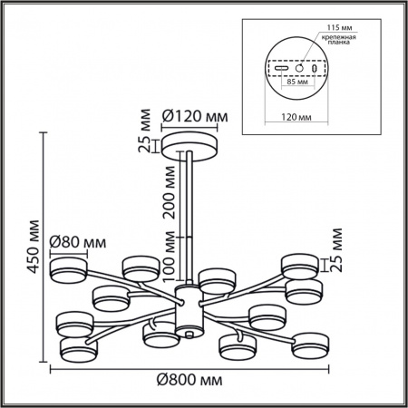 фото Металл, белый Люстра GX53 LED 12*7W 220V TORINA COMFI, арт. 8265/12