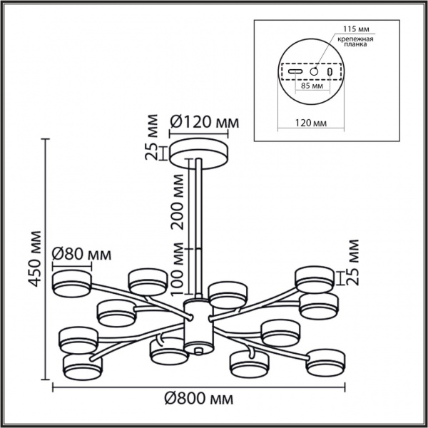 фото Металл, белый Люстра GX53 LED 12*7W 220V TORINA COMFI, арт. 8265/12