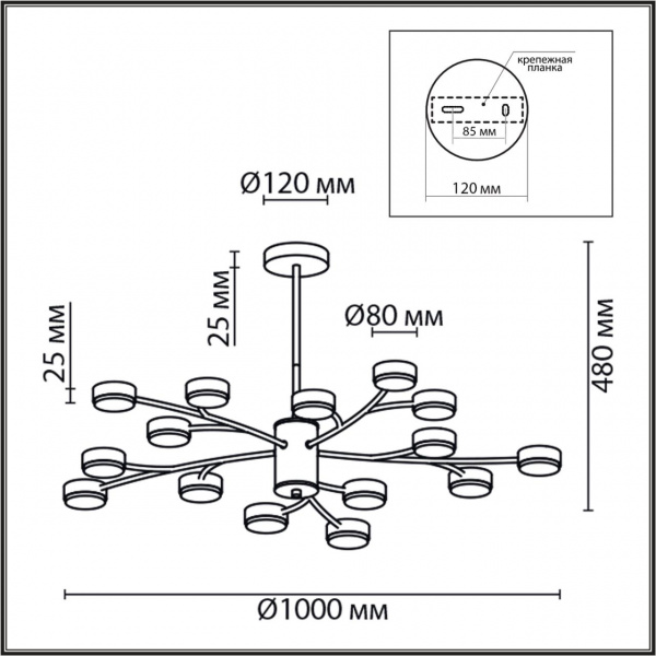 фото Черный, металл Люстра LED GX53 18*7W 220V TORINA COMFI, арт. 8117/18