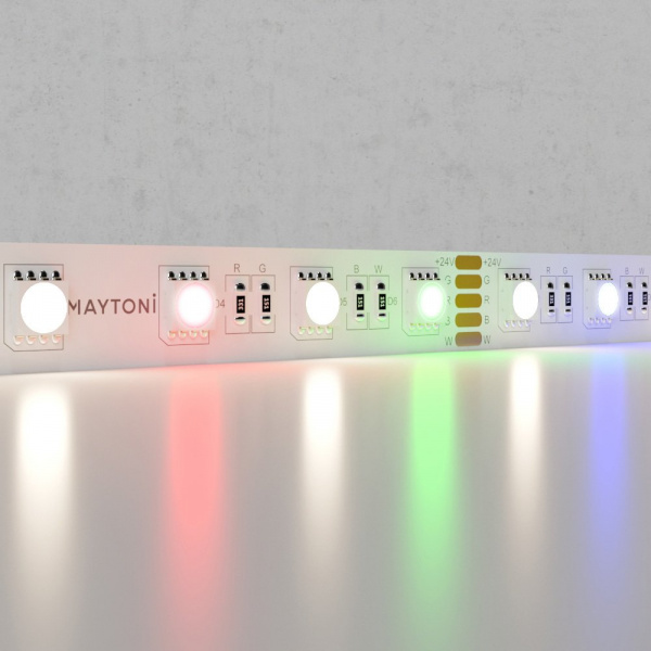 Светодиодная лента 24В 5050 19,2Вт/м Цветная (RGB) + 4000K 5м IP20 Maytoni 10180, белый
