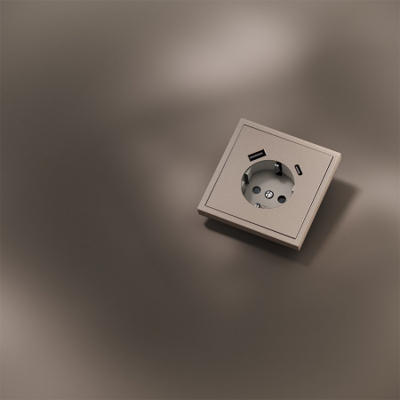 фото Накладка для розетки с заземлением и защитными шторками, с USB A+C, S70 Metal (платина)