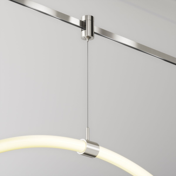 фото Коннектор с тросовым подвесом Тау / Tau в шинопровод Flarity платина Maytoni Technical TRA154SW-1PT
