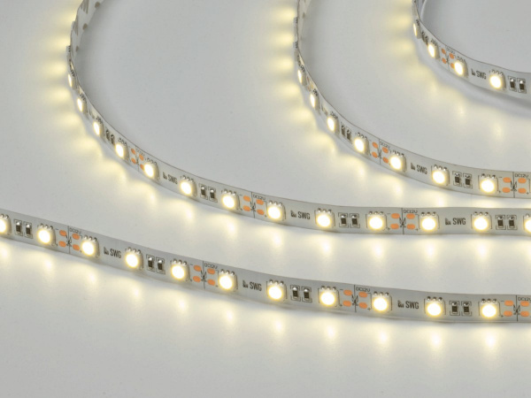Светодиодная лента 5050, 60 LED/м, 14,4 Вт/м, 12В, IP20, Цвет: Нейтральный белый, SWG560-12-14.4-NW-M, катушка 5 м