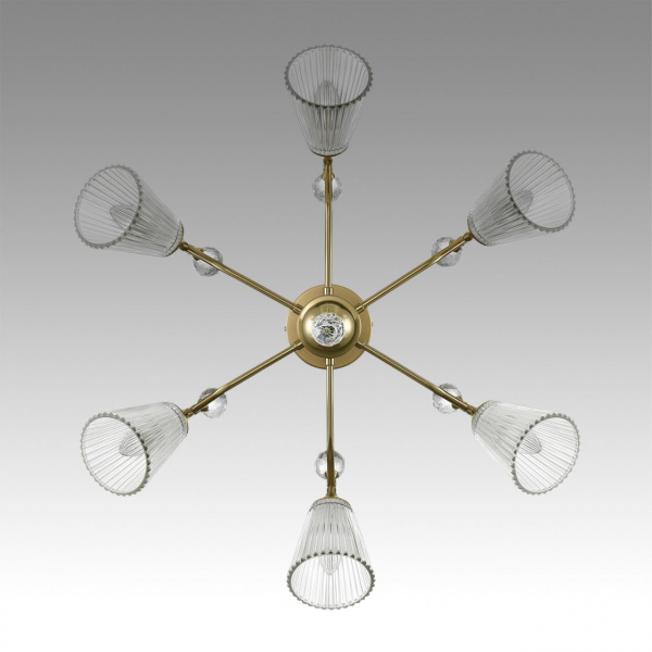 фото Латунь/прозрачное стекло Люстра потолочная Е14 6*40W 220V AURICA CLASSI, арт. 8046/6C