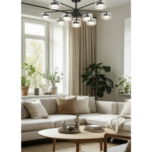 фото Черный/прозрачный, металл/стекло Светильник потолочный LED GX53 10*7W 220V NATALINA COMFI, арт. 8349/10C
