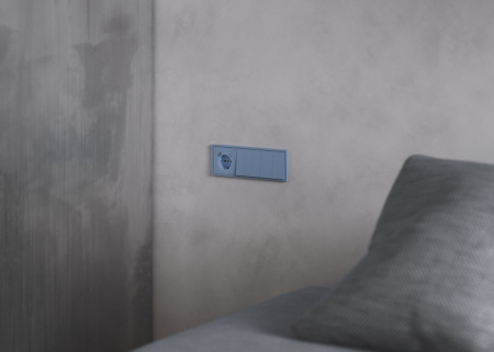 фото Накладка для розетки с заземлением и защитными шторками, с USB A+C, S70 (деним)