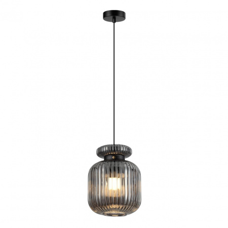 фото Черный/дымчатый/металл/стекло/эко.кожа Подвес E27 1*60W JUGI PENDANT, арт. 5042/1B