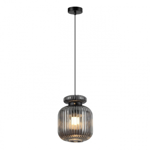 фото Черный/дымчатый/металл/стекло/эко.кожа Подвес E27 1*60W JUGI PENDANT, арт. 5042/1B