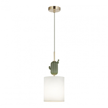 фото Золотой/зеленый/белый/металл/керамика/ткань Подвес E14 1*40W CACTUS MODERN, арт. 5425/1