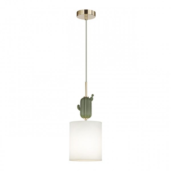 фото Золотой/зеленый/белый/металл/керамика/ткань Подвес E14 1*40W CACTUS MODERN, арт. 5425/1