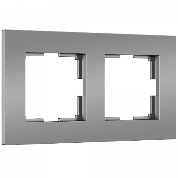 фото Рамка из поликарбоната на 2 поста Slab серебро софт W0022965