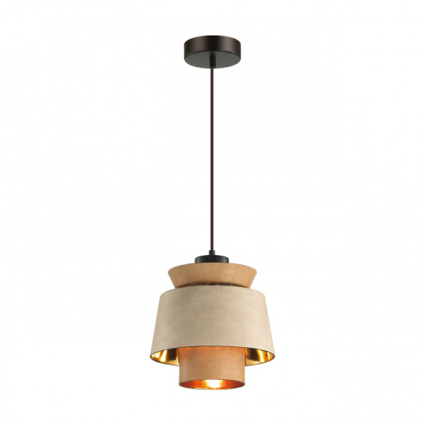фото Св. коричневый/золотой/металл/экокожа Подвес E27 60W KRESSA PENDANT, арт. 4992/1