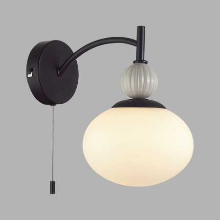 фото Черный/серый/белый, металл/керамика/стекло Бра Е14 1*40W 220V GLORIYA NEOCLASSI, арт. 8273/1W