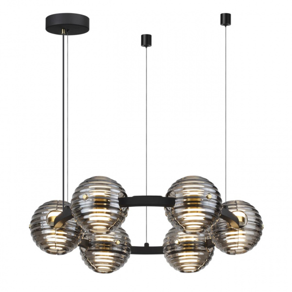 Черн./золото/дымчатый/металл/стеко Люстра LED 60W 4000К 1526Лм TRONI L-VISION, арт. 5041/60L