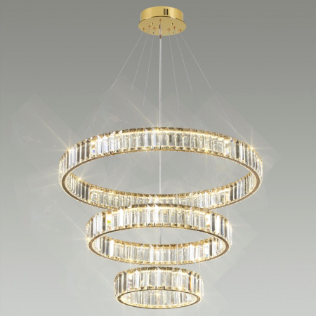 фото Золотой/прозрачный металл/хрусталь Люстра LED 88W 4000K 8800Лм VEKIA L-VISION, арт. 5015/88L