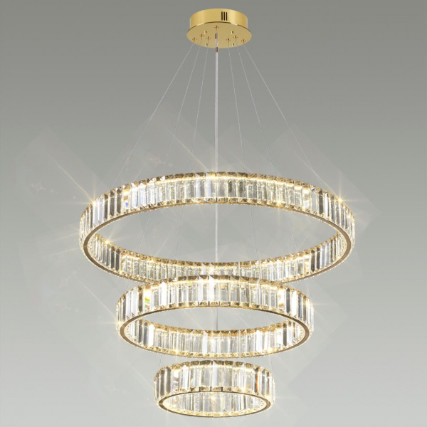 фото Золотой/прозрачный металл/хрусталь Люстра LED 88W 4000K 8800Лм VEKIA L-VISION, арт. 5015/88L