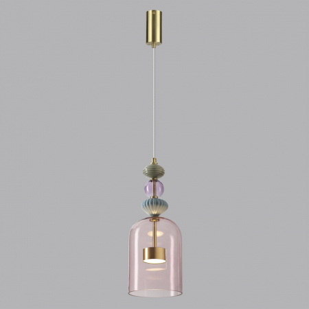 фото Античн.бронза/розовый/металл/стекло/керамика Подвес LED 12W 4000К 1400Лм PALLETA L-VISION, арт. 5045/12L