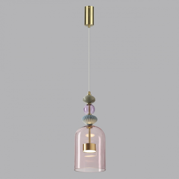 фото Античн.бронза/розовый/металл/стекло/керамика Подвес LED 12W 4000К 1400Лм PALLETA L-VISION, арт. 5045/12L