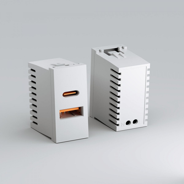 фото Модульная розетка USB тип A+C 45*22,5 (белый) W1272701