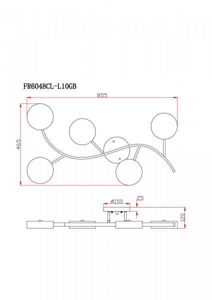 Потолочный светильник Freya FR6048CL-L10GB, черный с золотом