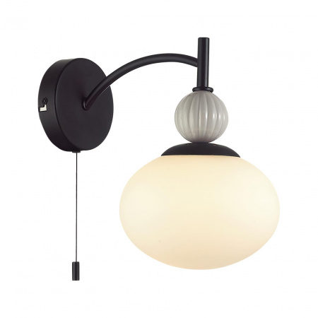 фото Черный/серый/белый, металл/керамика/стекло Бра Е14 1*40W 220V GLORIYA NEOCLASSI, арт. 8273/1W