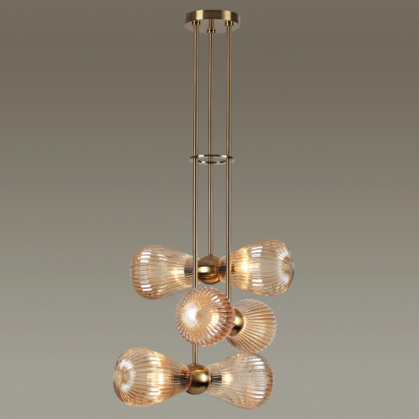 фото Золотой/янтарный/металл/стекло Подвес E14 6*40W ELICA MODERN, арт. 5402/6