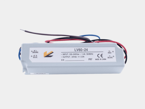 Блок питания SWG для светодиодных лент IP 67 пластик 60 W, 24V, LV-60-24