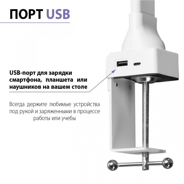 фото Настольная лампа диммируемая светодиодная полного спектра, белый Novotech STUDI, арт. 359968
