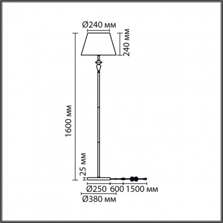 фото Никель/белый/серый, металл/керамика/ткань Торшер Е27 1*60W 220V VERMONT CLASSI, арт. 8274/1F