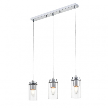 фото Хром/прозрачный металл/металл Подвес Е14 3*40W 220V ISHA COMFI, арт. 8102/3A