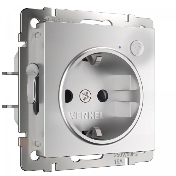 фото Умная встраиваемая розетка с заземлением с защитными шторками (серебряный) W1171606